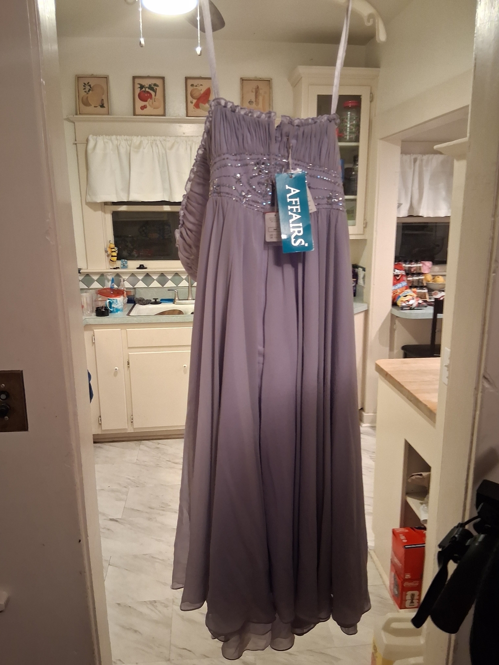 Lee Lavender Chiffon High-Low Dress with Beaded Waist